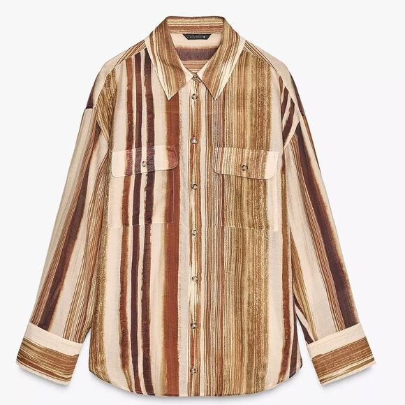 ZARA OVERSIZED STRIPED SHIRT - Picture 2 of 11